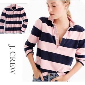 J.Crew 1984 Rugby Stripe Shirt in Blue/ Baby Pink
